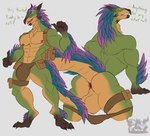 2_horns 3_toes 4_fingers abs anthro anthrofied anus artist_initials backpack backsack balls balls_outline biceps big_balls big_butt big_penis biped blue_body blue_feathers bottomwear brown_body brown_bottomwear brown_claws brown_clothing brown_face brown_feet brown_hands brown_horn brown_scales brown_thong brown_underwear bubble_butt bulge butt claws clothed clothing detailed_bulge dewclaw dialogue digitigrade eager fangs feathers feet finger_claws fingers genital_outline genitals green_body green_scales horn humanoid_hands leg_pouch logo looking_at_viewer looking_back male multicolored_body multicolored_feathers muscular muscular_anthro muscular_male navel nipples no_irises non-mammal_balls non-mammal_navel non-mammal_nipples offering_sex offering_to_viewer open_mouth orange_sclera partially_clothed pecs penis penis_outline pouch_(clothing) presenting presenting_balls presenting_hindquarters pupils purple_body purple_feathers rear_view scales sharp_teeth simple_background skimpy slit_pupils snout solo sparkles standing tail talking_to_viewer tan_body tan_feathers tan_scales teeth text thong toe_claws toes tongue translucent translucent_logo two_tone_body two_tone_feathers underwear underwear_down white_background daikuhiroshiama capcom monster_hunter bird_wyvern dinosaur dromaeosaurid prehistoric_species reptile scalie seikret theropod 2025 artist_logo colored colored_line_art digital_drawing_(artwork) digital_media_(artwork) flat_colors hi_res multiple_images