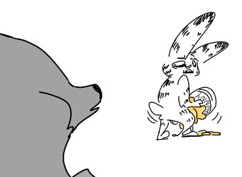 anthro balls duo facial_markings food genitals head_markings honey_(food) looking_at_another looking_back male markings nude sex shocked simple_background teeth white_background nobby_(artist) disney zootopia jack_savage skye_(zootopia) canid canine fox lagomorph leporid mammal rabbit aliasing binary_drawing black_and_white digital_drawing_(artwork) digital_media_(artwork) monochrome sketch