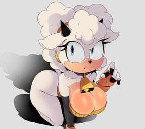 2_horns 5_fingers accessory anthro bare_shoulders bell bell_collar big_breasts black_nose blue_eyes breasts cleavage clothed clothing collar eyelashes female fingerless_gloves fingers gloves hair hair_accessory hairband handwear horn huge_breasts kneeling long_hair looking_at_viewer solo white_body white_hair god1annie idw_publishing sega sonic_the_hedgehog_(comics) sonic_the_hedgehog_(idw) sonic_the_hedgehog_(series) lanolin_the_sheep_(sonic) bovid caprine mammal sheep 2026