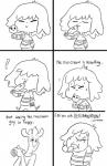 2015 anthro comic dessert dialogue duo english_text exclamation_point food frisk_(undertale) happy havesomemoore hi_res human ice_cream licking male mammal monochrome nicecream_man snow text tongue tongue_out undertale undertale_(series) young