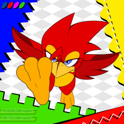 beak feathered_wings feathers feet feral foot_focus looking_at_viewer male running solo talons toes wings vogold sega sonic_the_hedgehog_(series) avian bird flicky red_flicky 1:1 digital_media_(artwork)