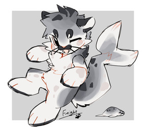 ambiguous_gender anthro black_markings cheek_tuft facial_tuft feral fin fur grey_body grey_fur kemono markings multicolored_body multicolored_fur multiple_forms nude one_eye_closed open_mouth open_smile pink_eyes pink_nose simple_background smile solo tail tail_fin tuft whiskers white_body white_fur fnight9 aquatic mammal pinniped seal colored colored_sketch digital_drawing_(artwork) digital_media_(artwork) flat_colors hi_res sketch