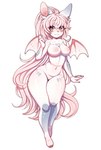 anthro blush breasts ear_piercing female genitals hair long_hair looking_aside membrane_(anatomy) membranous_wings nipples nude piercing pussy solo thick_thighs wings ichig8miruku_(artist) frostybiter bat mammal 2022 absurd_res hi_res