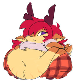 anthro antlers belly belly_fur belly_hair big_belly blue_eyes body_hair clothing deep_navel female fur hair horn huge_belly huge_hips huge_thighs hyper hyper_belly hyper_hips hyper_thighs morbidly_obese morbidly_obese_anthro morbidly_obese_female navel obese obese_anthro obese_female overweight overweight_anthro overweight_female pajama_pants pajama_shirt pajamas panty_lines red_hair shortstack shortstack_female small_tail solo stretch_marks stretch_marks_on_fur tail thick_thighs too_big_for_clothing wide_hips fatdeerlady cale deer mammal sketch