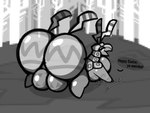 4:3 animated atychiphibian balls big_balls big_butt butt easter english_text exclamation_point feral flipaclip generation_5_pokemon genitals greyscale half-closed_eyes holidays huge_balls huge_butt hyper hyper_balls hyper_butt hyper_genitalia male mono_(atychiphibian) monochrome narrowed_eyes nintendo pokemon pokemon_(species) scolipede short_playtime signature solo speech_bubble text watermark