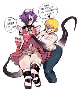 1_eye 5_fingers armwear assisted_exposure balls_in_underwear blonde_hair blush bodily_fluids bottomwear breasts bulge cleavage clothed clothing clothing_lift dialogue dipstick_tail dress dress_lift duo embarrassed erection family female femboy fingers forced forced_exposure fully_clothed genitals gloves hair handwear headgear headwear heart_symbol horn humanoid_genitalia humanoid_penis humiliation leggings legwear light_body light_skin long_tail maid_headdress maid_uniform male male/female markings multicolored_body multicolored_skin multicolored_tail nervous noseless not_furry pale_skin panties panties_bulge pants partially_clothed pattern_bottomwear pattern_clothing pattern_panties pattern_underwear penis penis_poking_out pink_clothing pink_eyes pink_panties pink_underwear pupils purple_hair sharp_teeth shirt simple_background smile smirk smug speech_bubble striped_bottomwear striped_clothing striped_panties striped_underwear stripes sweat sweatdrop tail tail_markings tank_top teeth text topwear two_tone_body two_tone_skin underwear uniform upskirt white_background white_clothing white_panties white_pupils white_shirt white_tank_top white_topwear white_underwear taiikodon annie_(anaid) ansel_(anaid) cyclops demon horned_tailclops humanoid tailclops_(race) tailclops_(species) english_text brother_(lore) brother_and_sister_(lore) incest_(lore) sibling_(lore) sister_(lore)
