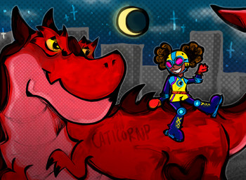 2_horns black_boots black_claws black_clothing black_footwear black_hair boots brown_body claws clothing duo eyewear female footwear gloves goggles hair handwear horn male moon pigtails red_body red_clothing red_gloves red_handwear red_scales scales shoes smile suit yellow_clothing yellow_sclera yellow_suit caticornp disney marvel moon_girl_and_devil_dinosaur devil_dinosaur_(moon_girl_and_devil_dinosaur) lunella_lafayette moon_girl_(moon_girl_and_devil_dinosaur) dinosaur human mammal prehistoric_species reptile saurischian scalie theropod tyrannosaurid tyrannosauroid tyrannosaurus tyrannosaurus_rex hi_res