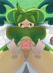 anus big_breasts black_sclera blush breasts butt butt_from_the_front disembodied_hand female genitals green_body green_hair hair lying navel nipple_outline on_back open_mouth plant plant_hair pokeball pseudo_hair pussy short_stack solo spread_pussy spreading tan_body thick_thighs white_eyes wide_hips ecchitrail nintendo pokemon dolliv elemental_creature elemental_humanoid flora_fauna generation_9_pokemon humanoid plant_humanoid pokemon_(species) hi_res