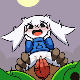 abdominal_bulge anthro blush bodily_fluids bottomless clothed clothing cum cum_in_vagina cum_inside duo female genital_fluids interspecies male male/female penetration size_difference smaller_penetrated sweater topwear topwear_only belzelga cave_story mythology sue_sakamoto dragon lagomorph mammal mimiga mythological_creature mythological_scalie scalie sky_dragon_(cave_story) 1:1 low_res