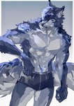 abs anthro black_body black_fur clothing fur male muscular muscular_male solo tail underwear white_body ravennest thunderrangers archermagnum hi_res