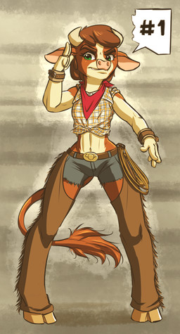 abs anthro anthrofied belt belt_buckle biped bottomwear brown_tail buckle chaps clothed clothing cloven_hooves daisy_dukes denim denim_bottomwear denim_clothing denim_shorts female green_eyes hooves hotpants kerchief lasso midriff navel neckerchief neckwear pattern_clothing pattern_shirt pattern_topwear plaid plaid_clothing plaid_shirt plaid_topwear pose red_kerchief red_neckerchief rope shirt shorts solo tail tied_shirt topwear mykegreywolf them's_fightin'_herds arizona_cow_(tfh) beef_cattle bovid bovine cattle hereford_cattle mammal 2015 absurd_res hi_res
