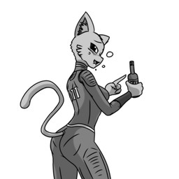 alcohol beverage bodysuit butt butt_pose clothing drunk female pose skinsuit solo substance_intoxication tight_clothing rockarboom fallout microsoft prequel_adventure the_elder_scrolls katia_managan felid khajiit mammal 1:1 hi_res monochrome