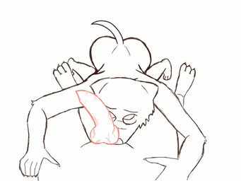 ambiguous_gender animal_genitalia anthro duo erection genitals knot looking_at_viewer male male/ambiguous male/male morning_wood penis penis_on_face pleading_eyes tail tail_motion tailwag throbbing throbbing_knot throbbing_penis cinafloof 2d_animation 4:3 animated sketch