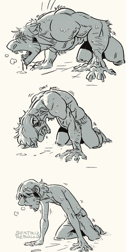 after_transformation anthro basic_sequence bottomwear clothing linear_sequence male muscular muscular_male nipples pecs solo three_frame_image three_frame_sequence transformation transformation_sequence beatriz_rebollo mythology nathan_(beatriz) canid canine human mammal mythological_canine mythological_creature werecanid werecanine werecreature werewolf hi_res sequence