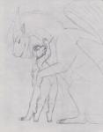 anthro breasts crystal duo female feral gloves_(marking) hair hallmark_moment hand_on_hip hand_on_neck happy horn hug infinity_symbol larger_feral larger_male leg_markings long_hair male male/female mane markings nude size_difference smaller_anthro socks_(marking) symbol wings diablito_(artist) mythology infinite sasha_vo'rel sliv'oth canid canine dragon fox mammal mythological_creature mythological_scalie scalie 2016 black_and_white graphite_(artwork) hi_res monochrome sketch traditional_media_(artwork)