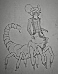 8_legs bottomwear bulge clothed clothing denim denim_bottomwear denim_clothing frontal_taur_genitals fully_clothed jeans male pants smile smirk solo suspenders text tight_bottomwear tight_clothing tight_pants toony arachnid arachnid_taur arthropod arthropod_taur scorpion scorpion_taur taur absurd_res english_text hi_res