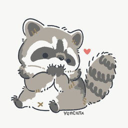 black_eyes black_nose chibi dot_eyes feral fur grey_body grey_fur heart_symbol navel simple_background simple_eyes sitting slightly_chubby solo white_background x_navel yencatx mammal procyonid raccoon 1:1 2021