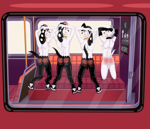 aged_up amputee anthro anthrofied backsack balls black_spots bus butt chain_necklace clenched_teeth collar commercial_vehicle disability exhibitionism feet flaccid foreskin fur genitals group hands_behind_head humanoid_genitalia humanoid_penis jewelry kneeling looking_back male markings missing_all_legs necklace necklace_only nude panis partially_retracted_foreskin pawpads penis public public_nudity rear_view slap_mark spanked_butt spots spotted_body tail teeth toes vehicle white_body white_fur window dal101strefan 101_dalmatian_street 101_dalmatians disney dimitri_1_(101_dalmatians) dimitri_2_(101_dalmatians) dimitri_3_(101_dalmatians) dimitri_trio_(101_dalmatians) canid canine canis dalmatian domestic_dog mammal digital_media_(artwork) hi_res brother_(lore) brothers_(lore) sibling_(lore) triplets_(lore)