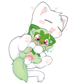 between_legs big_pupils blush blush_stickers bodily_fluids body_blush cat_smile cat_tail clitoral_hood clitoris duo eyes_closed feet female female_penetrated feral feral_on_feral feral_penetrated feral_penetrating feral_penetrating_feral from_behind_position fur genital_fluids genitals green_body green_fur happy happy_sex heart_eyes heart_reaction heart_symbol hearts_around_head hindpaw hug hugging_another hugging_from_behind larger_male looking_down looking_pleasured male male/female male_penetrating male_penetrating_female open_mouth pawpads paws penetration penile penile_penetration penis pupils quadruped sex simple_background size_difference smaller_female smaller_penetrated tongue tongue_on_head tongue_out vaginal vaginal_fluids vaginal_fluids_on_balls vaginal_fluids_on_leg vaginal_fluids_on_penis vaginal_penetration vulva vulva_blush white_background white_body white_fur kirichiiii nintendo pokemon domestic_cat felid feline felis generation_9_pokemon mammal pokemon_(species) sprigatito digital_drawing_(artwork) digital_media_(artwork) shaded soft_shading