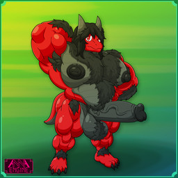 4_toes abstract_background anthro arm_hair armpit_hair balls barazoku barefoot belly_hair biceps big_balls big_muscles big_pecs big_penis black_hair black_nipples body_hair chest_hair claws erection feet flexing flexing_bicep flexing_muscles flustered foreskin genitals grey_body grey_horn grey_penis grey_scales grey_tail hair hairy hairy_balls hand_behind_head hand_on_hip horn huge_muscles huge_pecs humanoid_genitalia humanoid_penis leg_hair long_hair looking_at_viewer male multicolored_body multicolored_scales multicolored_tail musclegut muscular muscular_anthro muscular_arms muscular_legs muscular_male muscular_thighs nipples nude pecs penis pose pubes red_body red_eyes red_scales red_tail retracted_foreskin saggy_balls scales shoulder_hair shy simple_background small_tail solo standing tail toe_claws toes two_tone_body two_tone_scales two_tone_tail vein veiny_penis annaengine mythology dragon mythological_creature mythological_scalie scalie 1:1 absurd_res digital_drawing_(artwork) digital_media_(artwork) hi_res