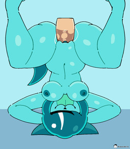 anthro anthro_penetrated areola big_breasts biped black_nose blue_areola blue_background blue_body blue_fur blue_hair blue_nipples blue_tail bodily_fluids breasts butt closed_smile disembodied_penis duo erection feet female female_anthro female_focus female_penetrated fur genital_fluids genitals glistening glistening_body glistening_genitalia glistening_hair glistening_legs glistening_penis glistening_vulva green_tongue hair hair_over_eyes hands_behind_head humanoid_genitalia humanoid_penis male male/female male_penetrating male_penetrating_female mouth_closed navel nipples nude nude_anthro nude_female penetration penile penile_penetration penis penis_in_vagina sex simple_background smile solo_focus spread_legs spreading tail tan_penis text toes tongue tongue_out upside_down vaginal vaginal_fluids vaginal_penetration vulva voider_(artist) goommy_(goommymuffin) felid feline ghost human mammal spirit 2026 2d_animation animated artist_name digital_media_(artwork) frame_by_frame hi_res loop