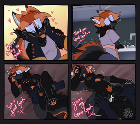 anthro apron belly_rub black_body black_fur blep bodily_fluids breasts clothed clothing cum cum_in_vagina cum_inside duo eyes_closed eyewear face_squish female female_penetrated fluffy fluffy_tail fully_clothed fur genital_fluids genitals glasses good_girl looking_pleasured love male male/female male_penetrating male_penetrating_female multicolored_body multicolored_fur penetration penile penile_penetration penis_in_vagina rectangular_glasses romantic romantic_couple sex shirt squish tail tail_grab tongue tongue_out topwear vaginal vaginal_penetration vulva frackhead george_(scherzande) grace_(frackhead) canid canine cross_fox fox mammal red_fox true_fox hi_res