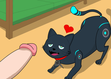 ambiguous_gender bestiality collar disembodied_penis feral furniture genitals heart_symbol machine male male_on_feral penis seductive sofa sock_puppeteer hi-fi_rush microsoft tango_gameworks 808_(hi-fi_rush) domestic_cat felid feline felis human mammal robot absurd_res hi_res