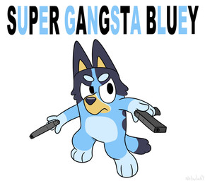 angry anthro black_eyes black_nose blue_body blue_ears blue_fur blue_tail female female_anthro fur gun holding_gun holding_object holding_ranged_weapon holding_weapon multicolored_body multicolored_fur pose ranged_weapon shitpost simple_background solo tail text two_tone_tail weapon white_background yellow_body yellow_fur nebula642 bluey_(series) bluey_heeler australian_cattle_dog canid canine canis cattledog domestic_dog herding_dog mammal pastoral_dog 2023 digital_media_(artwork) english_text hi_res meme