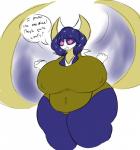 anthro anthrofied belly big_belly big_breasts breasts camel_toe clothed clothing curvy_figure female front_view hair huge_breasts huge_hips huge_thighs looking_at_viewer mature_anthro mature_female navel nipple_outline one-piece_swimsuit open_mouth overweight overweight_anthro overweight_female pokemorph simple_background solo speech_bubble swimwear text thick_thighs voluptuous wide_hips cosmicscourge nintendo pokemon fan_character lunae_(cosmicscourge) generation_7_pokemon legendary_pokemon lunala pokemon_(species) 2018 absurd_res digital_media_(artwork) english_text hi_res sketch