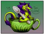 anthro arms_bent beverage border container cup cutlery holding_object holding_spoon in_container in_cup kitchen_utensils leaning_on_edge over_edge solo spoon tail tail_over_edge tea tea_cup tools up_and_over white_border silvergrin zett sergal hi_res