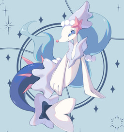 ambiguous_gender anthro blue_eyes blue_hair eyelashes flat_chested gem hair pearl_(gem) simple_background smile solo sparkles split_form starfish_(accessory) tail white_body maripu1023 nintendo pokemon aquatic asterozoan echinoderm generation_7_pokemon pokemon_(species) primarina starfish 2026 hi_res