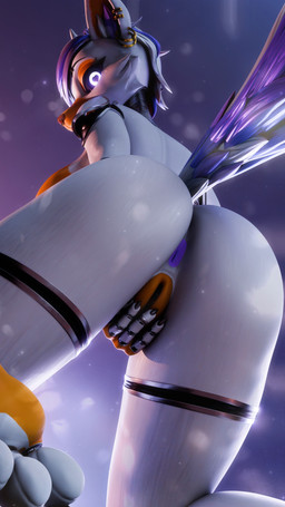 anthro anus big_breasts bokeh breasts butt butt_focus ear_piercing ear_ring eyebrow_piercing facial_piercing female fur genitals glowing glowing_eyes gradient_background hair hand_on_vulva heart_pupils heart_symbol looking_at_viewer looking_back looking_back_at_viewer looking_down looking_down_at_viewer low-angle_view machine nose_piercing nude nude_anthro nude_female orange_body orange_vulva particles pawpads piercing purple_anus purple_body purple_fur purple_hair rear_view ring_piercing short_hair simple_background solo tail thick_thighs vulva white_body white_fur mrs_dexie mayosplash_(modeler) five_nights_at_freddy's five_nights_at_freddy's_world scottgames lolbit_(fnaf) animatronic canid canine fox mammal robot robot_anthro 3d_(artwork) 4k 9:16 absurd_res digital_media_(artwork) hi_res