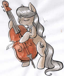 biped black_hair bow_(feature) bow_(stringed_instrument) bow_tie bowed_string_instrument cello cutie_mark female feral hair holding_object music musical_instrument playing_music quadruped side_view simple_background solo standing string_instrument tail white_background briskby friendship_is_magic hasbro my_little_pony octavia_(mlp) earth_pony equid equine horse mammal pony full-length_portrait mixed_media painting_(artwork) pen_(artwork) portrait traditional_media_(artwork) traditional_painting_(artwork) traditional_watercolor_(artwork) watercolor_(artwork)