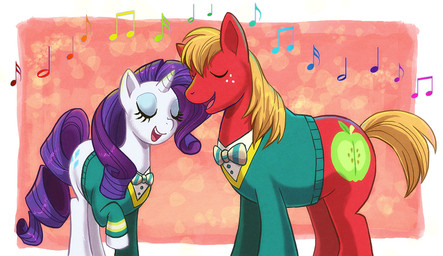 2014 big_macintosh_(mlp) blonde_hair bow_tie clothing cutie_mark duo equine eyes_closed eyeshadow female freckles friendship_is_magic hair horn horse makeup male mammal musical_note my_little_pony pony purple_hair rarity_(mlp) saphamia singing standing unicorn
Rating: Safe
Score: 9
User: 2DUK
Date: February 26, 2014