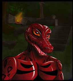 apode campfire forest legless male male/male plant ruins serpentine solo tattoo tree zetcha 35fox draconcopode naga