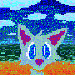 ambiguous_gender anthro blue_body blue_fur blue_sky cloud fur grass pink_nose plant sky solo demensa canid canine canis domestic_dog mammal 1:1 2024 digital_media_(artwork) headshot_portrait icon pixel_(artwork) portrait