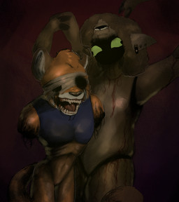 abstract_background anthro armless black_blood blind blindfold blood bodily_fluids colored_blood disability duo ear_piercing emaciated_anthro emaciated_male empty_eye_sockets fangs female female_anthro gore green_sclera horror_(theme) male male/female male_anthro missing_eye mutilated_face piercing pointy_ears prick_ears teeth unusual_blood unusual_bodily_fluids upside_down_head zember968 new_blood_interactive ultrakill molekyla_igor ailurid bovid caprine filth_(ultrakill) living_mannequin mammal mannequin_(ultrakill) red_panda sheep absurd_res digital_drawing_(artwork) digital_media_(artwork) hi_res portrait three-quarter_portrait