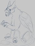 feral gaming male playing_video_game sitting solo magpi mythology torvid avian gryphon mythological_avian mythological_creature 3:4 absurd_res hi_res sketch