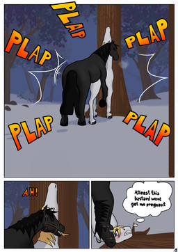 duo female feral feral_on_feral feral_penetrated feral_penetrating feral_penetrating_feral forced forest forest_background male male/female nature nature_background outside outside_sex penetration plant profanity quadruped rape sex snow tail text tree retarj european_mythology mythology norse_mythology loki svadilfari equid equine horse jotunn mammal absurd_res comic digital_media_(artwork) english_text hi_res