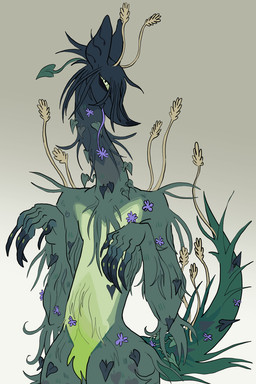 ambiguous_gender anthro arm_tuft belly blue_body blue_fur blue_head claws crotch_tuft elbow_tuft flower fur gradient_background grass grass_hair green_belly green_body green_fur green_sclera leaf leaf_hair looking_at_viewer neck_tuft plant plant_hair pseudo_hair purple_tongue shoulder_tuft simple_background stripes tail tail_tuft tongue tongue_out tuft unusual_anatomy unusual_tongue plentyofsoup mythology dewdrop_(plentyofsoup) dragon elemental_creature flora_fauna mythological_creature mythological_scalie scalie 2:3 half-length_portrait hi_res portrait