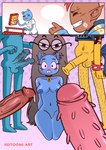 2_penises 4_fingers anthro areola balls bell bell_collar big_breasts big_eyes big_penis biped black_collar black_eyebrows black_eyewear black_glasses blue_areola blue_balls blue_body blue_ears blue_glans blue_inner_ear blue_inner_ear_fluff blue_nipples blue_penis blush blush_lines bodily_fluids body_hair bottomless bottomless_humanoid bottomless_male bottomwear box bracelet breasts brown_body cereal_box clothed clothed_anthro clothed_female clothed_humanoid clothed_male clothing collar container curved_eyebrows ear_piercing ear_ring empty_eyes empty_speech_bubble erection eyebrow_piercing eyebrows eyelashes eyewear facial_piercing female female_anthro female_on_humanoid fingers fully_clothed fully_clothed_anthro fully_clothed_female genital_fluids genital_piercing genitals gesture glans glasses glistening glistening_breasts grey_bottomwear grey_clothing grey_skirt group hair hairy hairy_balls hairy_legs hand_gesture heart_background heart_symbol holding_box holding_container holding_object hoodie humanoid_genitalia humanoid_on_anthro humanoid_penis humanoid_pointy_ears imminent_gangbang imminent_sex inner_ear_fluff jewelry kneeling legs_together long_eyelashes looking_at_another looking_at_viewer male male/female male_humanoid male_on_anthro mature_anthro mature_female mature_humanoid mature_male mostly_nude mostly_nude_anthro mostly_nude_female mostly_nude_humanoid mostly_nude_male mostly_offscreen_character mouth_closed multi_genitalia multi_penis narrowed_eyes navel nipples nude nude_humanoid nude_male pattern_background penile_spines penis penis_piercing piercing pink_glans pink_heart pink_nose pink_penis plantigrade pointing pointy_ears polo_shirt precum precum_string prick_ears puffy_areola purple_heart raised_eyebrow red_bracelet red_hair ring_piercing round_glasses shirt shopping_cart simple_background skirt small_nose smile smiling_at_another speech_bubble spiked_bracelet spikes straight_legs surrounded teeth thick_thighs topwear tuft vein veiny_penis white_clothing white_inner_ear_fluff white_polo_shirt white_shirt white_speech_bubble white_topwear wide_eyed wide_hips yellow_body yellow_penis keitoonsart cartoon_network the_amazing_world_of_gumball nicole_watterson nigel_brown domestic_cat felid feline felis humanoid mammal unknown_species 2022 2koma absurd_res comic digital_drawing_(artwork) digital_media_(artwork) hi_res