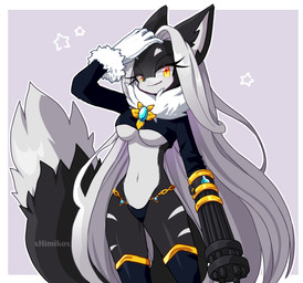 amber_eyes anthro black_body black_tail breasts chain clothing dipstick_tail eyelashes female gatling_gun gloves gold_(metal) gold_chain gun gun_arm hair handwear legwear long_eyelashes long_hair looking_at_viewer machine_gun markings medium_breasts minigun multicolored_body neck_tuft pointy_ears ranged_weapon solo star tail tail_markings topwear tuft two_tone_body under_boob weapon weapon_arm white_body white_hair white_markings white_tail_tip txmie sega sonic_the_hedgehog_(series) fan_character lena_the_jackal canid canine canis jackal mammal hi_res watermark