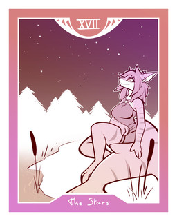 anthro big_tail bottomwear breasts card clothing ear_piercing ear_ring female fin forest hair huge_tail long_hair major_arcana medium_breasts night non-mammal_breasts notched_ear outside piercing plant ring_piercing shore shorts sleeveless_shirt smile solo star striped_body stripes tail tarot tarot_card the_star_(tarot) tree conditional_dnp lodi_(artist) talia_(talico) fish marine shark 4:5 absurd_res hi_res restricted_palette