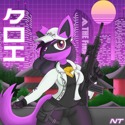 anthro assault_rifle baseball_cap biped breasts building chest_spike city city_background cityscape cleavage_cutout clothed clothed_anthro clothed_female clothing cutout eyelashes female female_anthro gun hair hat headgear headwear holding_gun holding_object holding_ranged_weapon holding_weapon jacket logo looking_at_viewer medium_breasts multicolored_body pokemorph pose purple_body ranged_weapon rifle solo spikes spikes_(anatomy) synthwave topwear weapon ninjatreecko nintendo pokemon the_finals fan_character generation_4_pokemon lucario pokemon_(species) 1:1 artist_logo digital_drawing_(artwork) digital_media_(artwork) hi_res portrait three-quarter_portrait