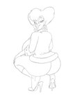 anthro big_breasts big_butt bottomwear breasts butt clothed clothing crouching ear_piercing female footwear high_heels looking_at_viewer mature_anthro mature_female pants piercing shoes smile solo tight_bottomwear tight_clothing tight_pants twerking krocialblack disney goof_troop peg_pete canid canine mammal absurd_res hi_res