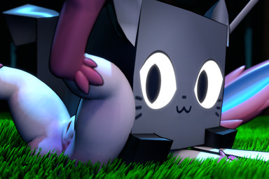 :3 after_sex anthro black_eyes black_nose black_whiskers blue_inner_ear duo featureless_legs feet female female_anthro feral fur genitals grass green_grass grey_body grey_ears grey_fur grey_tail humanoid_genitalia humanoid_vulva larger_anthro larger_female lying male male/female male_feral night obscured_face on_back on_grass on_ground on_top_of outside pink_ears pink_feet plant pokemorph ribbons_(anatomy) size_difference small_nose smaller_feral smaller_male smile square_(anatomy) square_head tail vulva whiskers white_body white_fur fanfurry nintendo pet_simulator_x pokemon roblox domestic_cat eeveelution felid feline felis generation_6_pokemon mammal pokemon_(species) sylveon 2024 3:2 3d_(artwork) crossover digital_media_(artwork)
