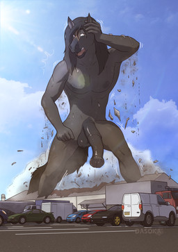 animal_genitalia animal_penis anthro athletic athletic_anthro athletic_male balls big_balls big_penis black_balls black_penis body_size_growth building building_destruction car cloud debris destroyed_building destruction dust_cloud equine_genitalia erection explosion fur genitals glans glistening grey_body grey_fur growth growth_lines hair lens_flare long_hair long_penis long_tail looking_up macro macro_anthro macro_focus macro_male male male/male muscular nipples nude open_mouth parking_lot penis public public_exposure public_nudity size_transformation sky smoke solo standing standing_on_building tail text transformation truck vehicle warehouse workplace dasoka fan_character luke_(lolu23) equid equine horse mammal absurd_res digital_media_(artwork) hi_res huge_filesize watermark