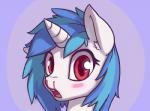 2016 blood blue_hair blush bodily_fluids equid equine female friendship_is_magic hair hasbro hi_res horn ligerstorm looking_at_viewer mammal multicolored_hair my_little_pony mythological_creature mythological_equine mythology nosebleed open_mouth reaction_image red_eyes solo teeth tongue unicorn vinyl_scratch_(mlp) wide_eyed