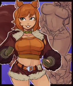 bangs breasts clothed clothing female freckled_face freckles looking_aside midriff nipple_dip nipples smile solo tongue tongue_out topless tofuuu marvel squirrel_girl_(marvel) animal_humanoid humanoid mammal mammal_humanoid rodent rodent_humanoid sciurid sciurid_humanoid tree_squirrel_humanoid