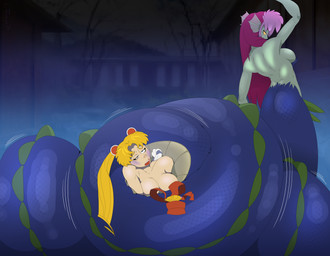 apode big_breasts blonde_hair breasts coiling coiling_another coiling_around_body duo female female/female hair human_on_humanoid interspecies legless nude scales serpentine side_boob simple_background split_form tail tacokurt sailor_moon_(series) sailor_moon_(character) usagi_tsukino draconcopode human humanoid lamia mammal reptile scalie snake digital_media_(artwork) hi_res